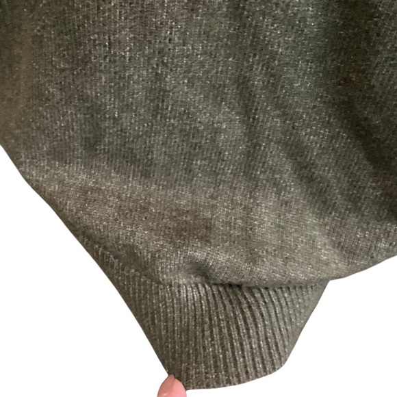 Wool Crossover Faux Wrap Sweater in Olive Green - Picture 7 of 10